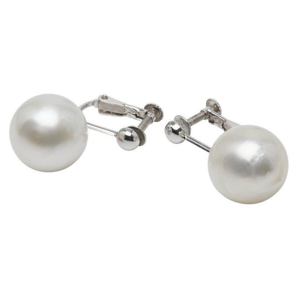 Unbranded Pearl 12-12.3mm 14K White Gold Earrings Silver